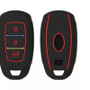 Keycare Silicone Key Cover KC41 Compatible for i20 2023, Kona, Verna 2018 Onwards Smart Key | Push Button Start Models | Black